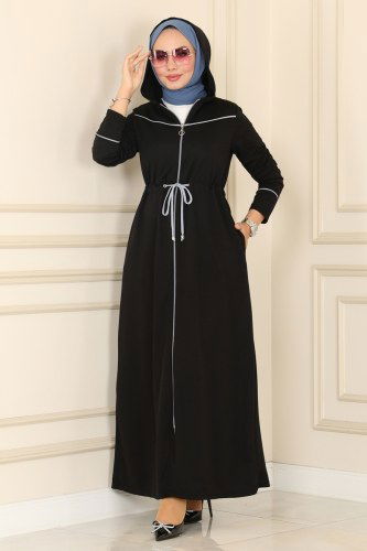 Y.N.S. - Abaya 102YNS793 Black & Ice Blue