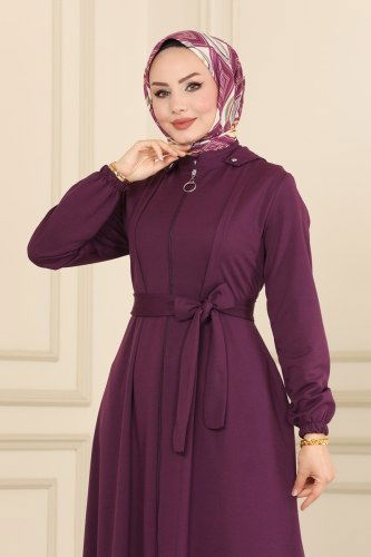 moda selvim Abaya 103MRT754 Damson - Thumbnail