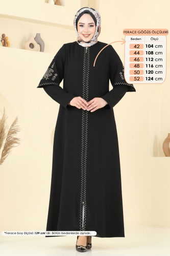 moda selvim Abaya 109OZT1013 Black - Thumbnail