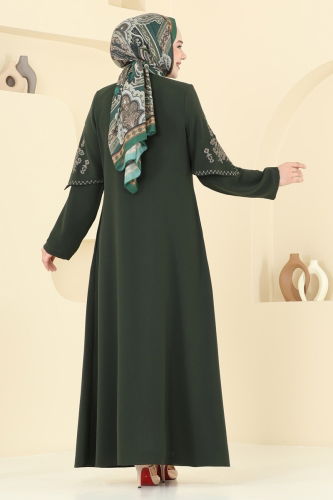 moda selvim عباءة اخضر عفني 109OZT1013 - Thumbnail