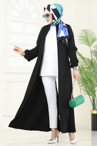 moda selvim Abaya 1200DLB1088 Black - Thumbnail