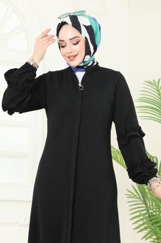 moda selvim Abaya 1200DLB1088 Black - Thumbnail