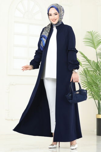 moda selvim عباءة كحلي فاتح 1200DLB1088 - Thumbnail