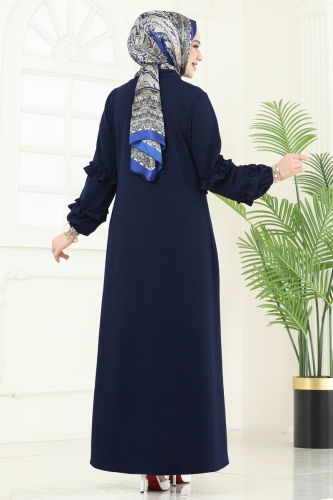 moda selvim عباءة كحلي فاتح 1200DLB1088 - Thumbnail