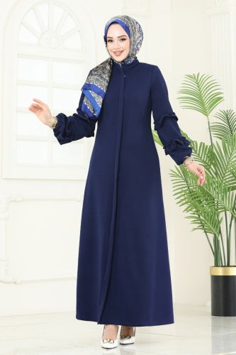 moda selvim Abaya 1200DLB1088 Navy Blue - Thumbnail