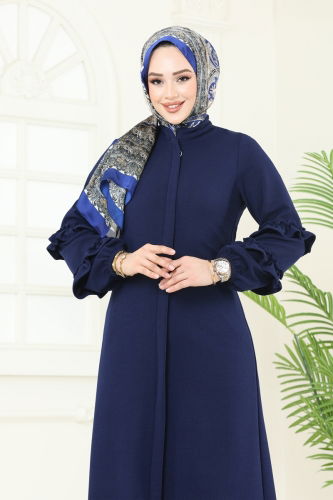 moda selvim Abaya 1200DLB1088 Navy Blue - Thumbnail