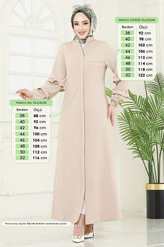moda selvim Abaya 1200DLB1088 Stone - Thumbnail