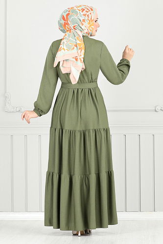 moda selvim عباءة اخضر عفني 1202DLB1090-M - Thumbnail