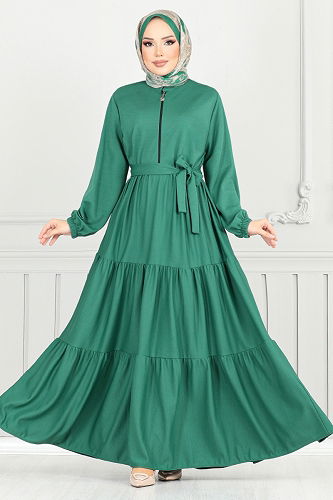 moda selvim عباءة بترولي فاتح 1202DLB1090-M - Thumbnail