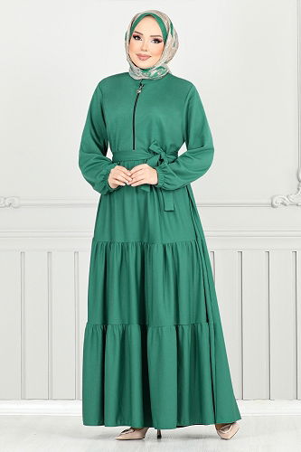 moda selvim عباءة بترولي فاتح 1202DLB1090-M - Thumbnail