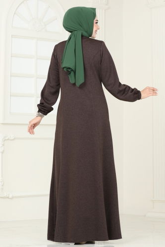 moda selvim Abaya 1204OZT1013 Brown - Thumbnail