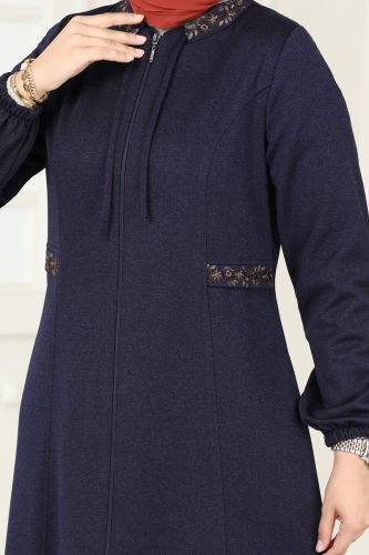 moda selvim Abaya 1204OZT1013 Navy Blue - Thumbnail