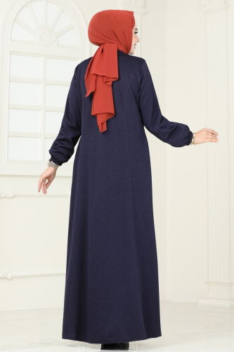 moda selvim Abaya 1204OZT1013 Navy Blue - Thumbnail