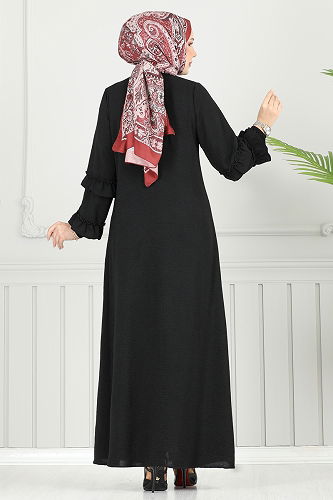 moda selvim Abaya 1205DLB1088 Black - Thumbnail