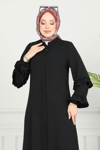 moda selvim Abaya 1205DLB1088 Black - Thumbnail