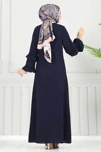 moda selvim Abaya 1205DLB1088 Dark Navy Blue - Thumbnail