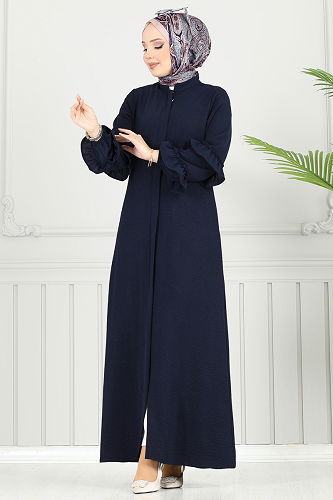 moda selvim Abaya 1205DLB1088 Dark Navy Blue - Thumbnail