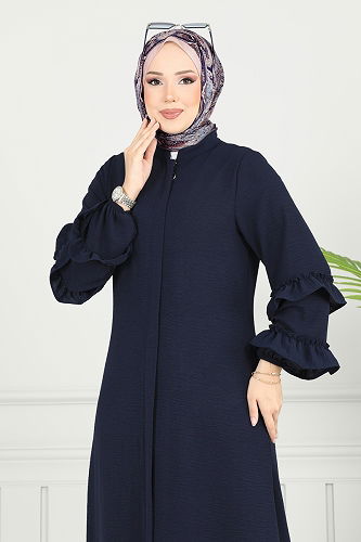 moda selvim Abaya 1205DLB1088 Dark Navy Blue - Thumbnail