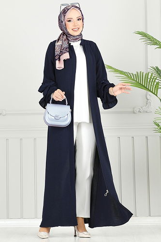 moda selvim عباءة كحلي غامق 1205DLB1088 - Thumbnail