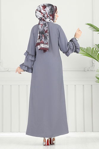 moda selvim Abaya 1205DLB1088 Gray - Thumbnail