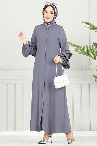 moda selvim Abaya 1205DLB1088 Gray - Thumbnail