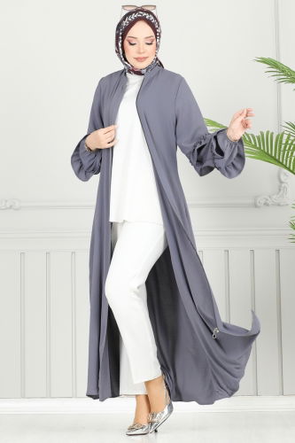 moda selvim Abaya 1205DLB1088 Gray - Thumbnail