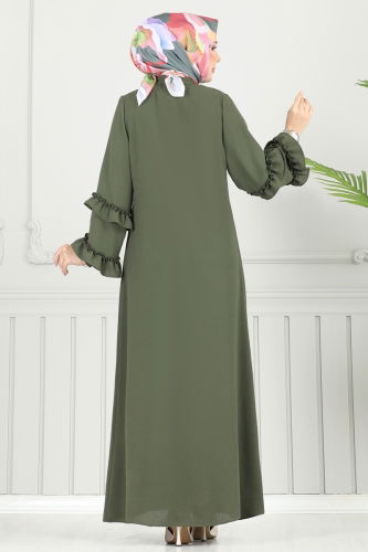moda selvim Abaya 1205DLB1088 Khaki - Thumbnail