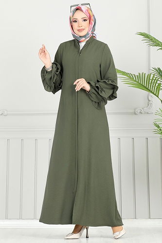 moda selvim Abaya 1205DLB1088 Khaki - Thumbnail