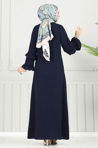 moda selvim Abaya 1205DLB1088 Navy Blue - Thumbnail