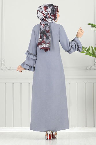 moda selvim Abaya 1205DLB1090-M Gray - Thumbnail