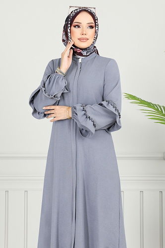 moda selvim عباءة رمادي 1205DLB1090-M - Thumbnail