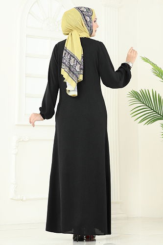 moda selvim Abaya 1206DLB1088 Black - Thumbnail