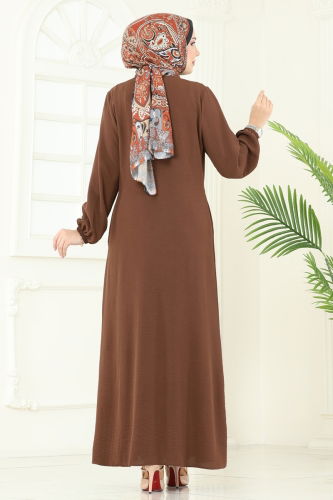 moda selvim عباءة بني 1206DLB1088 - Thumbnail
