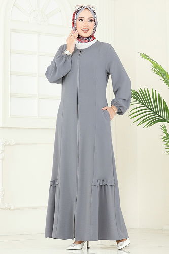moda selvim Abaya 1206DLB1088 Gray - Thumbnail
