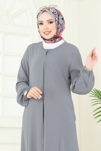 moda selvim عباءة رمادي 1206DLB1088 - Thumbnail