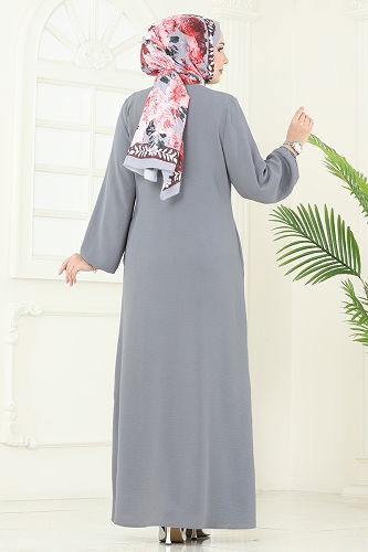 moda selvim عباءة رمادي 1206DLB1088 - Thumbnail