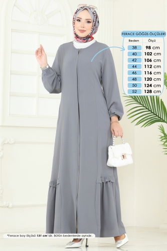 moda selvim عباءة رمادي 1206DLB1088 - Thumbnail