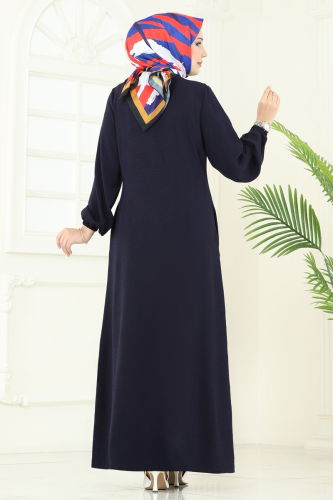 moda selvim Abaya 1206DLB1088 Navy Blue - Thumbnail