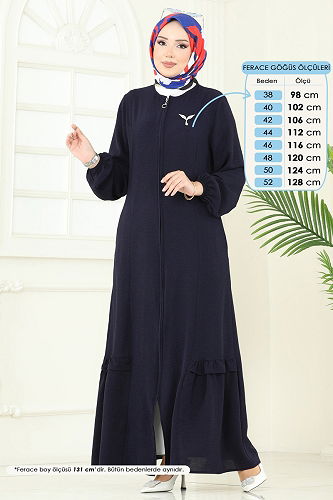 moda selvim Abaya 1206DLB1088 Navy Blue - Thumbnail