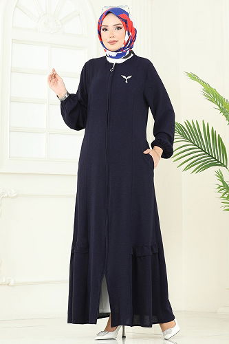 moda selvim عباءة كحلي 1206DLB1088 - Thumbnail