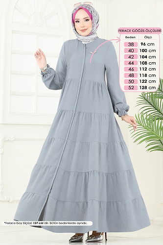 moda selvim Abaya 1207DLB1088 Gray - Thumbnail