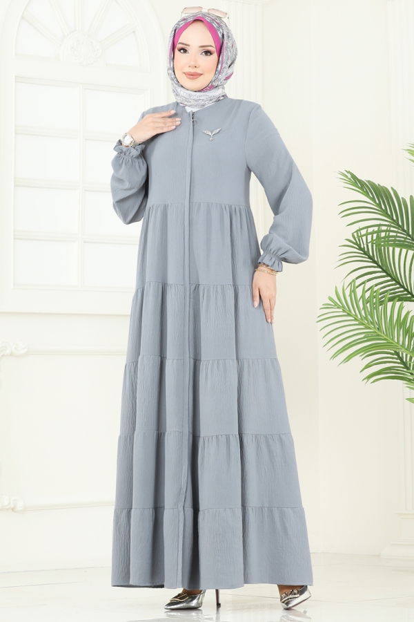 Modaselvim خصم صافٍ20%+20% في سلة التسوق عباءة رمادي 1207DLB1088