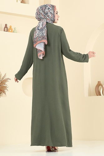 moda selvim Abaya 1361BM387 Khaki - Thumbnail