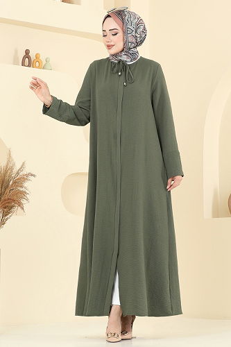 moda selvim Abaya 1361BM387 Khaki - Thumbnail