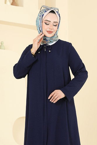 moda selvim Abaya 1361BM387 Navy Blue - Thumbnail