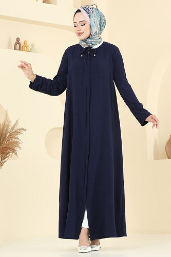 moda selvim Abaya 1361BM387 Navy Blue - Thumbnail