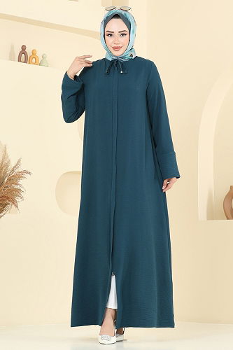 moda selvim عباءة بترولي 1361BM387 - Thumbnail