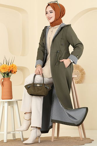 moda selvim Abaya 1401ORG1169 Khaki - Thumbnail