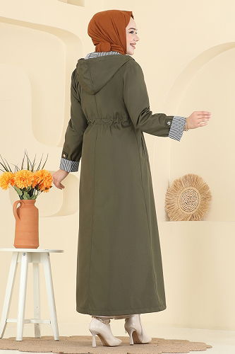 moda selvim عباءة اخضر عفني 1401ORG1169 - Thumbnail