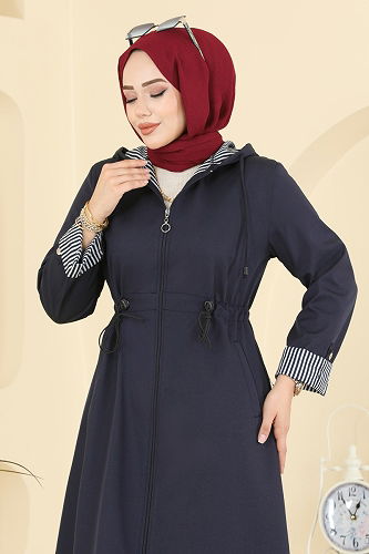 moda selvim Abaya 1401ORG1169 Navy Blue - Thumbnail